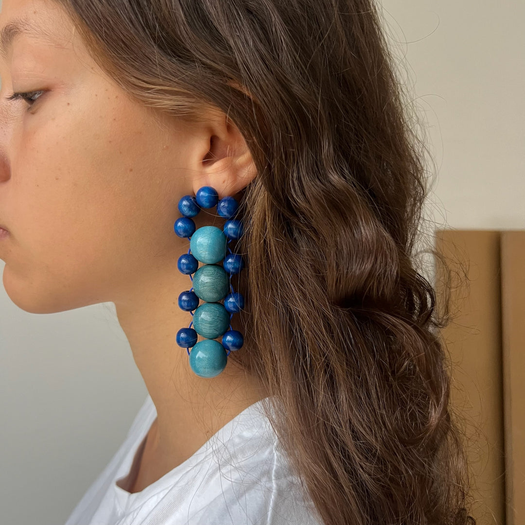 Bombyx earring [dark blue/turquoise]