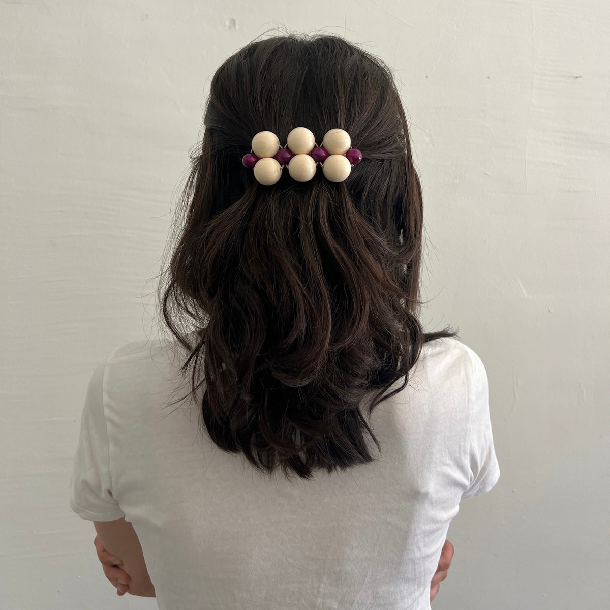 Mori big hairclip [white/purple]