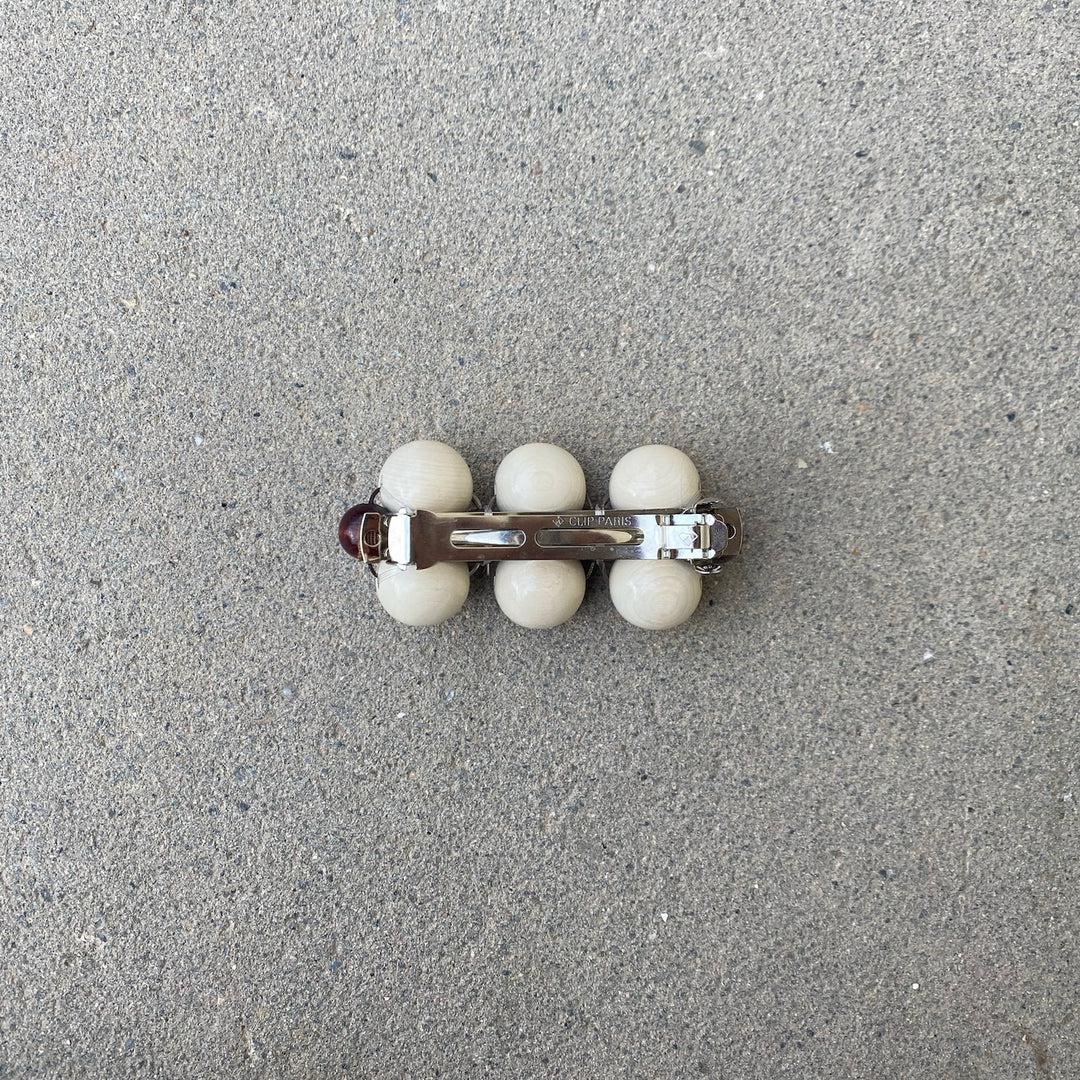 Mori Big hairclip [white/brown]